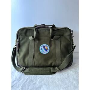 Lands End Canvas Square Briefcase Document Messenger Bag Olive Green With Strap